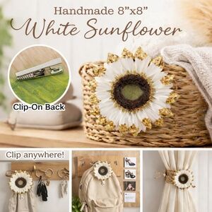 White Sunflower with Gold Glitter Handmade HOME decor